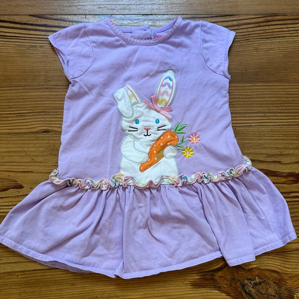 Good Lad purple short sleeve bunny spring embroidered ruffle‎ dress SIZE 3T